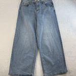 Madden Girl L Large 32 Jeans Baggy Mid Rise Wide Leg Med Wash Distressed Skater Photo 2