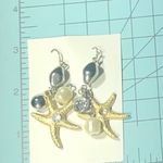 Vintage Under the Sea Dangle Earrings Starfish Embedded Rhinestones Gold/White Gold Photo 4