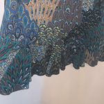 Miss Ashley Peacock Print Ruffle Bottom Stretchy Maxi Office Skirt Brown Size XL Photo 3