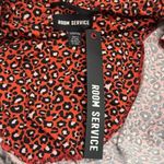 NEW Room Service Intimates Red Black Animal Print Super Soft & Cozy Robe S/M Photo 3