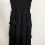 Ganni  Pleated Georgette Flounce Smock Midi Dress Black Womens Size 32 New Photo 9
