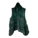 Theory  Ermy Atlanta Raccoon Fur & Wool Knit Vest Dark Green L Photo 4