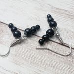 Vintage Earrings For Pierced Ears 2 Strand Black Dangle Photo 4