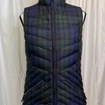 Talbots Petites Down Puffer Vest Plaid Green Blue Blackwatch Check Size P Photo 0