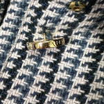 Tory Burch Virginia Glen Plaid Houndstooth Tweed Wool Coat Green Teal White 2 Photo 9