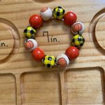Fall Theme Yellow Buffalo Plaid Wood Beaded Bracelet Photo 1