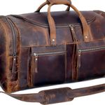 24" Duffel Vintage Classic Style with Modern Outlook Retro Thick Full Grain Cowhide Handmade Leather Gym Weekender Overnight Luggage Bag Photo 6