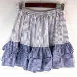 J.Crew  2 Layered Ruffle Lined Blue and White Striped Pocketed Mini Skirt Photo 3