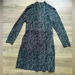 H by Halston NEW H Halston Blue Print Long Sleeve Faux Wrap Midi Dress Size M Career Work Photo 1