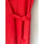 J. Crew Textured Faux Wrap Mini Dress Red Size Medium Tie Classic Office V Neck Photo 3