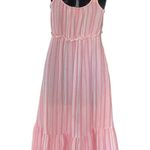 Time & Tru  Women's M Sleeveless Textured Tiered Empire Coral Rose Midi Dress Photo 3