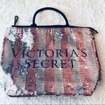 Victoria's Secret Limited Edition Pink & Silver Sequins Stripe Tote Bag Purse Photo 1