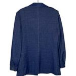 BODIN KNITS Blue Shirt Jacket 70s Spread Collar Polyester Shacket Overshirt Photo 5