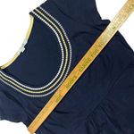 Boden Empire Waist Shift Dress Women's Size 10R Navy Blue Yellow Embroidered Photo 6