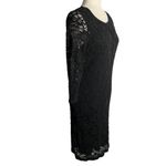 Rsvp  Sequin Lace Sheath Dress 10 Black Lined Round Neck Pullover Sheer Sleeves Photo 4