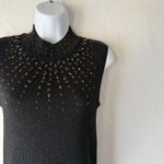 Bestow Wear Y2k Womens Small Beaded Knit‎ Silk Blend Sleeveless Top Pullover Black Photo 2