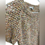 CAbi  Blouse Short Sleeve Scoop Neck Crochet Knit Sheer Style #196 Photo 2