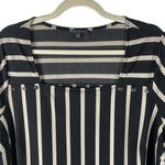 Adrianna Papell  Square Neck Top Shirt Plus Sz 1X‎ Black Tan Stripes Office Work Photo 2