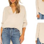We The Free Free People  Owen‎ Thermal Oversized Top Vanilla Cream Women’s Sz Med Photo 3