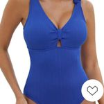 Jasambac Women's One Piece Swimsuit Cutout Deep V Neck Wrap Ribbed Bathing Suit Self Tie High Waisted Monokini Swimsuit Photo 1