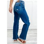 Judy Blue Dad Jean Mid Rise Straight Distressed Denim Blue Stretch Size 7 28 NWT Photo 8