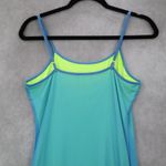 Blue Neon Bodycon Dress Spaghetti Strap Asymmetrical Hem Mesh Ruched Side Small Photo 4