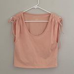 American Eagle Outfitters Pink Cinch Shoulder Tee Size Medium Photo 2