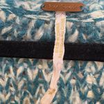 Free People  Blue White Marled Knit Button Front Cropped Cape Sweater Poncho S Photo 2