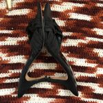 Y2K Steve Madden Romantic Coquette Fairy Goth Grunge Black Leather Mules Kitten Sandal Heels Pumps Slip on Knot Open Peep Toe Size 6 Photo 3