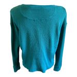 Anthropologie Turquoise Waffle Knit Sweatshirt Top Photo 3