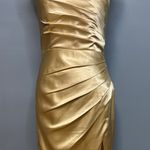 Glamorous Gold Satin Maxi Dress Size 6 Photo 2
