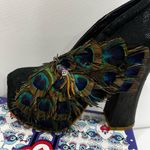 Irregular Choice Peacock Black Heels Size 7.5 With Peacock Feather Detail Art Photo 9