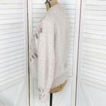 Vintage Su Lim Floral Embroidered Angora Sweater Taupe Pearl Embellished PM Tan Size undefined Photo 1