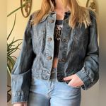 CAbi Blue Jean Jacket with Unique Buttons Photo 1