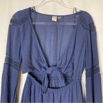 Roxy 3/$30  | Blue Tie Front Exposed Long Sleeve Boho Dress XS Photo 2