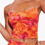 SheIn orange and pink floral two piece skirt set Photo 2