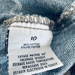 Pretty Little Thing  Roschian Denim Mini Skirt Sz 10 Distressed Hi Rise Photo 6