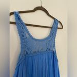 Flying Tomato Blue Sleeveless Floral Eyelet Scoop Neck Maxi Dress Size L Photo 3