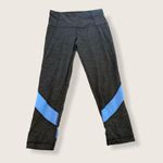 Yogalicious Gray Blue Yoga Mesh Stripe Crop Pants Photo 1