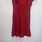 Vintage 100% Silk Size 6 Red Midi Dress Solid Cherry Red Christmas Minimalist Photo 3