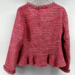 J.Crew Lady Tweed Blazer Jacket Peplum Button Up Pocket Round Neck Pink White 4 Photo 5