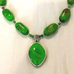 Sterling Silver BARSE Green Turquoise and Necklace and Pendant Photo 0
