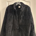 Victoria's Secret PINK Black Fuzzy Fleece Sherpa 1/4 Zip Pullover Jacket L Size L Photo 8