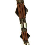 Vintage 80s boho leather metal beaded waist belt Brown Photo 3