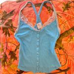 Urban Outfitters  blue lace coquette button up racerback tank top cami  Photo 4