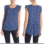 Anthropologie Pleione Bailey Double Pleat Blouse Cornflower Blue Ditsy Floral - XS EUC Photo 0