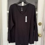 Sonoma T-Shirt Plus Sz The Everyday Tee V-Neck Long Sleeve Black 3X Women's New Photo 4