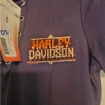Harley Davidson Womens Embellished Logo Short Sleeve Lace Up Front Tee Sz. Small Black Photo 1