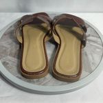 Lemmonade Brown Croc Embossed H Slide Sandals Womens Size 9 Slip On Flats Photo 1