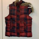 Arizona Jeans  Co Red Plaid Puffer Vest Size Medium Photo 0